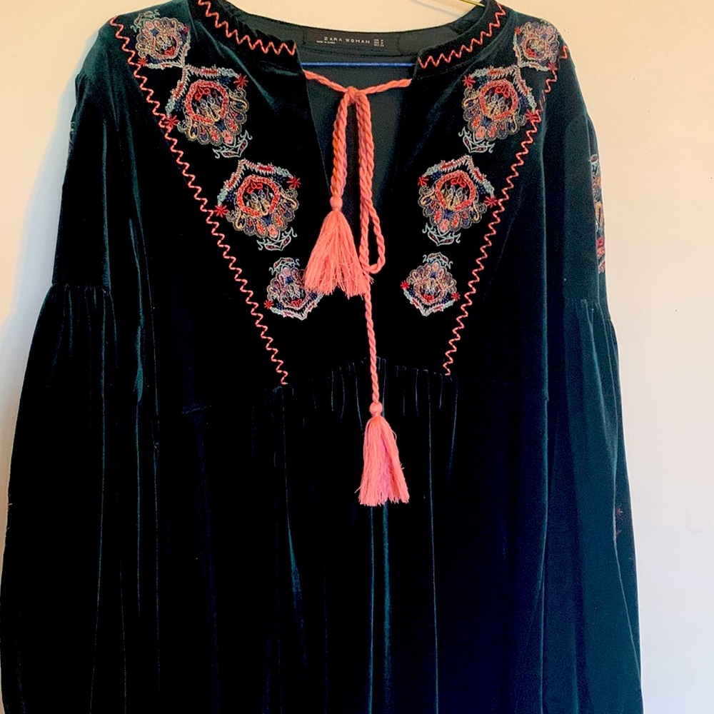 Medium, Green, mini Velvet Dress